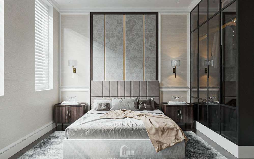 Thiết kế nội thất phòng ngủ con trai nhà 3 tầng phong cách Tân Cổ Điển